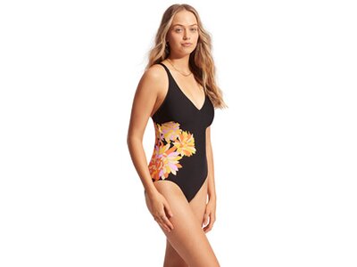 SEAFOLLY Damen Badeanzug Palm Springs DD One Piece Schwarz