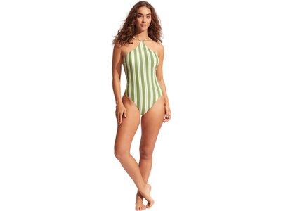 SEAFOLLY Damen Badeanzug Cabana High neck One Piece Grün