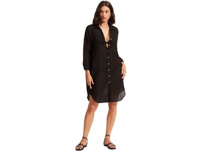 SEAFOLLY Damen Hemd Longshore Cover Up Schwarz