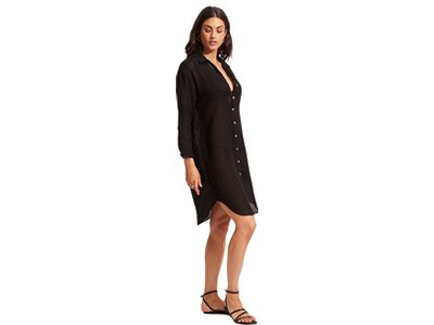 SEAFOLLY Damen Hemd Longshore Cover Up Schwarz