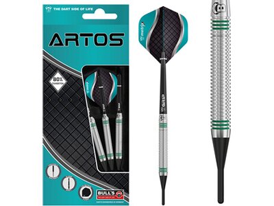 BULL'S Dartpfeil Artos AR1 Softdart, Mint 80% Tungsten Silber