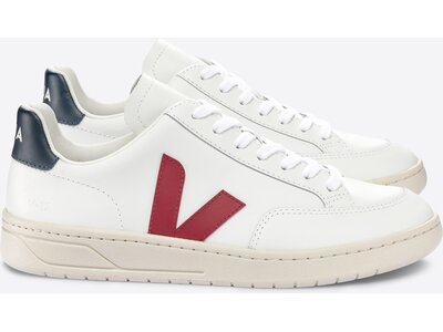 VEJA Herren Freizeitschuhe V-12 LEATHER EXTRA-WHITE_MARSALA_NAUTICO Weiß