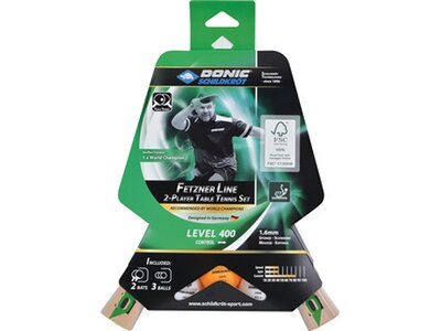 DONIC SCHILDKRÖT Donic-Schildkröt Tischtennis-Set Speedy Fetzner 400, 2 Schläger FSC Holz, 3 Bälle i Braun