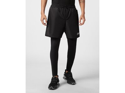 PLEIN SPORT Herren Tight M 2-in-1-Laufshorts Schwarz