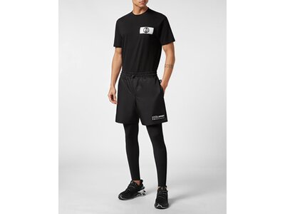PLEIN SPORT Herren Tight M 2-in-1-Laufshorts Schwarz