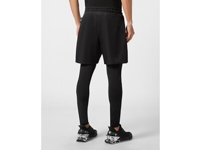 PLEIN SPORT Herren Tight M 2-in-1-Laufshorts Schwarz