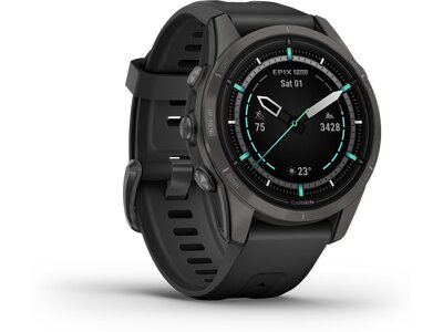 GARMIN EPIX™ PRO (GEN 2) - SAPPHIRE EDITION 42MM Schwarz/Carbongrau Titan DLC mit QuickFit®-Silikon- Schwarz