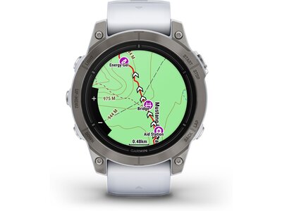 GARMIN EPIX™ PRO (GEN 2) - SAPPHIRE EDITION 47MM Steinweiss/Titanium Titan mit QuickFit®-Silikon-Arm Silber