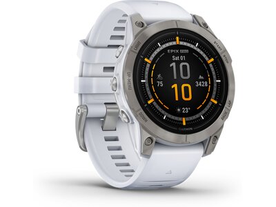 GARMIN EPIX™ PRO (GEN 2) - SAPPHIRE EDITION 47MM Steinweiss/Titanium Titan mit QuickFit®-Silikon-Arm Silber