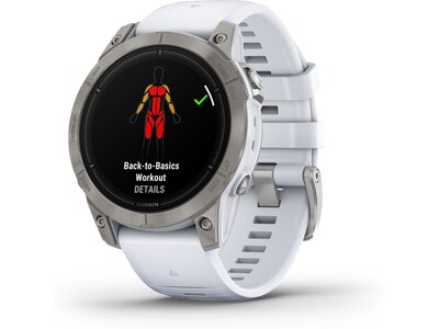 GARMIN EPIX™ PRO (GEN 2) - SAPPHIRE EDITION 47MM Steinweiss/Titanium Titan mit QuickFit®-Silikon-Arm Silber