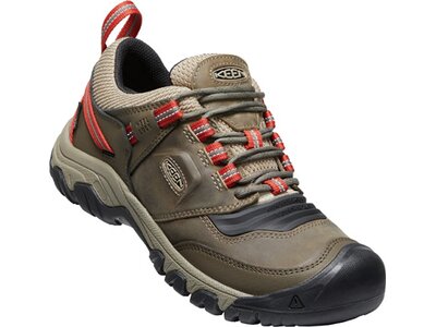 KEEN Herren Trekkinghalbschuhe RIDGE FLEX WP M-TIMBERWOLF/KETCHUP Grau