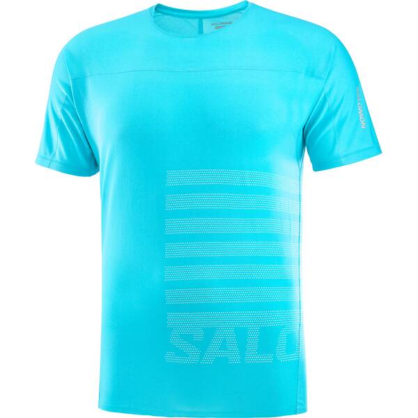 SALOMON Herren T-Shirt SENSE AERO SS TEE GFX M Peacock blue/WHI