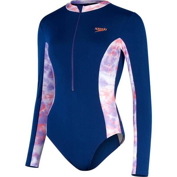 SPEEDO Damen Top LS PNL PRT SWMSUIT PURPLE ORANGE › Grau  - Onlineshop Intersport