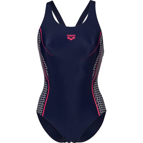 Costume Intero Donna Arena Zinnia Party - Costume Nuoto Tecnico Schiena Scoperta, Tessuto MaxLife Eco Riciclato, Resistente Al Cloro - Per Allenamento E Piscina