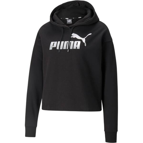 PUMA Damen Kapuzensweat ESS Cropped Metallic Logo