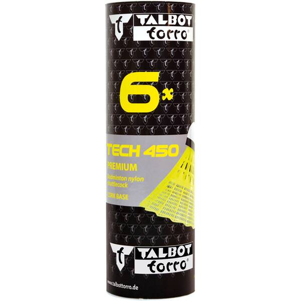 Talbot-Torro Badmintonball Tech 450, Premium Nylonfederball, 6er Dose