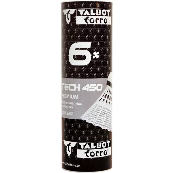 Talbot-Torro Badmintonball Tech 450, Premium Nylonfederball, 6er Dose