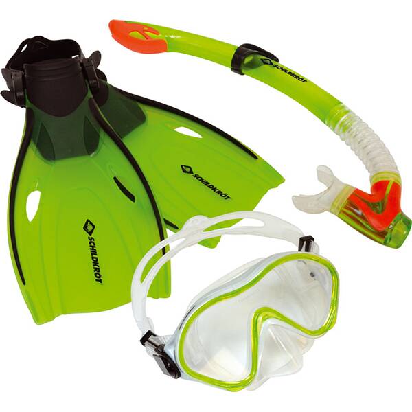 Schildkröt Kinder-Schnorchelset Bermuda 3-teilig, Brille, Schnorchel, Flossen verstellbar Größe 27-32, ABC Set, Junior Tauchset, hochwertiges Silikon, alles verpackt in praktischer Tasche, perfekte Passform, 940001 000 L/XL