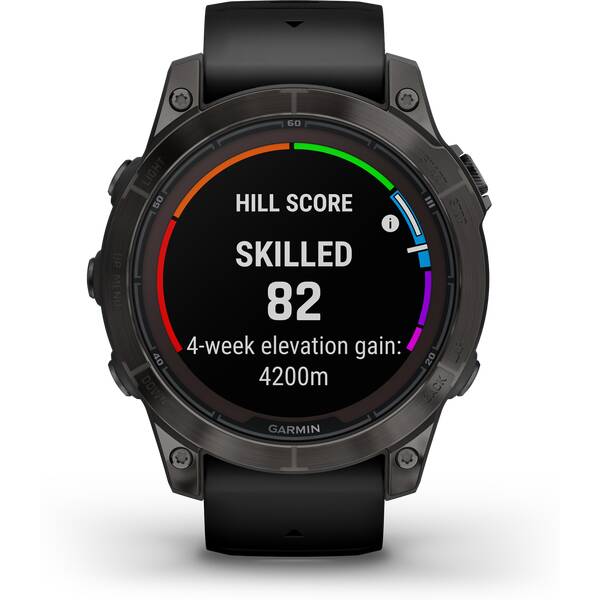 GARMIN FĒNIX® 7 PRO - SAPPHIRE SOLAR EDITION Schwarz/Carbongrau Titan DLC mit QuickFit®-Silikon-Armb