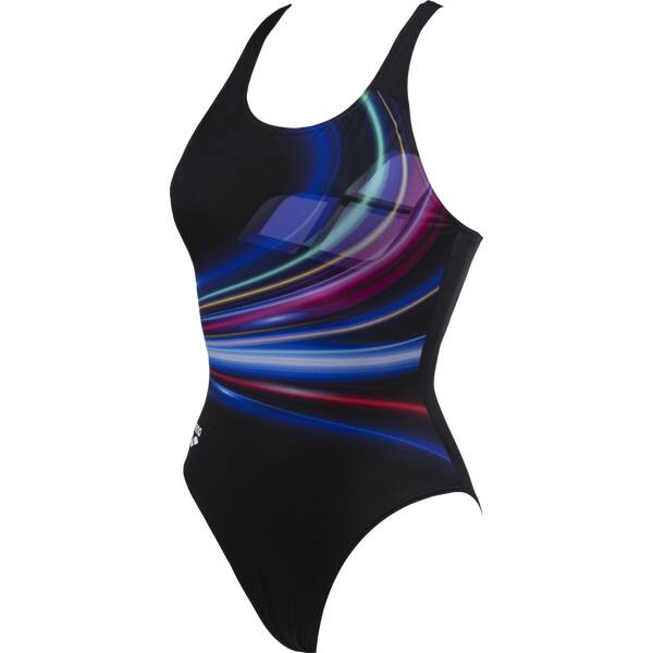 Bademode - ARENA Damen Schwimmanzug FLASHING LIGHTS V › Schwarz  - Onlineshop Intersport