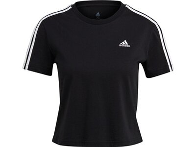 adidas Damen Essentials Loose 3-Streifen Cropped T-Shirt Schwarz