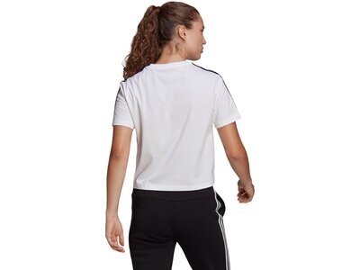 adidas Damen Essentials Loose 3-Streifen Cropped T-Shirt Weiß