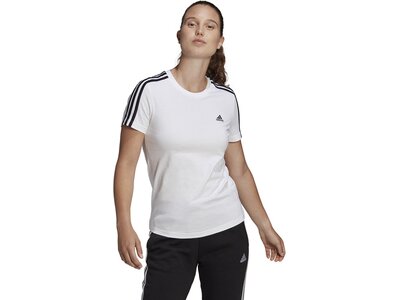 ADIDAS Damen Shirt LOUNGEWEAR Essentials Slim 3-Streifen Weiß