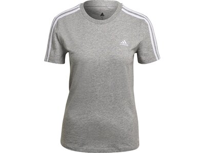 adidas Damen LOUNGEWEAR Essentials Slim 3-Streifen T-Shirt Grau