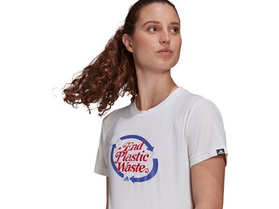 adidas Damen Primeblue Slogan Graphic T-Shirt Weiß