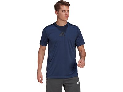 adidas Herren Primeblue Designed To Move Sport 3-Streifen T-Shirt Blau