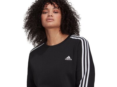 adidas Damen Essentials 3-Streifen Fleece Sweatshirt – Große Größen Schwarz