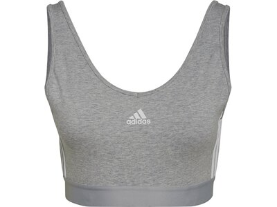 ADIDAS Damen Shirt Essentials Removable Pads 3-Streifen Grau