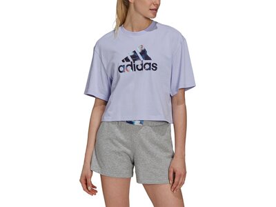 adidas Damen You for You Cropped Logo T-Shirt Blau