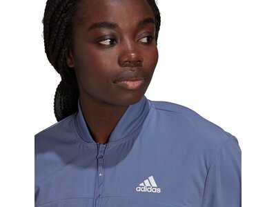 adidas Damen AEROREADY Designed to Move Print Cropped Trainingsjacke Blau