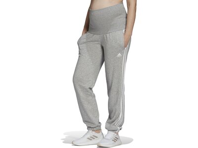 adidas Damen Essentials Cotton 3-Streifen Hose – Umstandsmode Grau