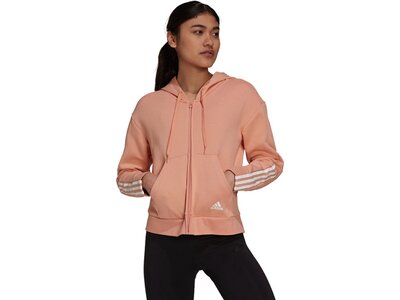 adidas Damen Essentials Loose-Cut 3-Streifen Kapuzenjacke Pink