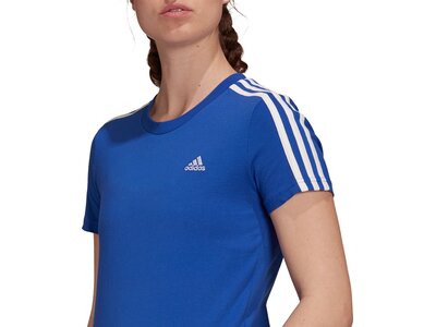 adidas Damen LOUNGEWEAR Essentials Slim 3-Streifen T-Shirt Blau