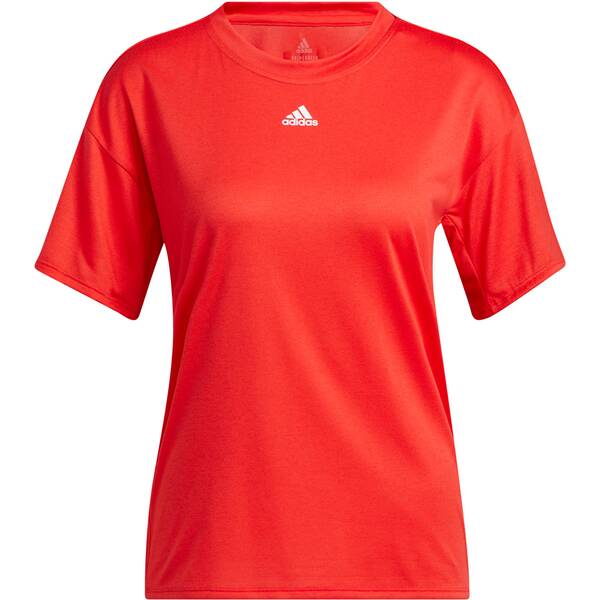 adidas Damen Training 3 Streifen AEROREADY T Shirt › Rot  - Onlineshop Intersport