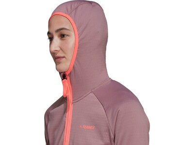 adidas Damen TERREX Tech Lite Hooded Hiking Fleecejacke Pink