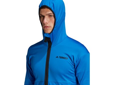 adidas Herren TERREX Tech Lite Hooded Hiking Fleecejacke Blau