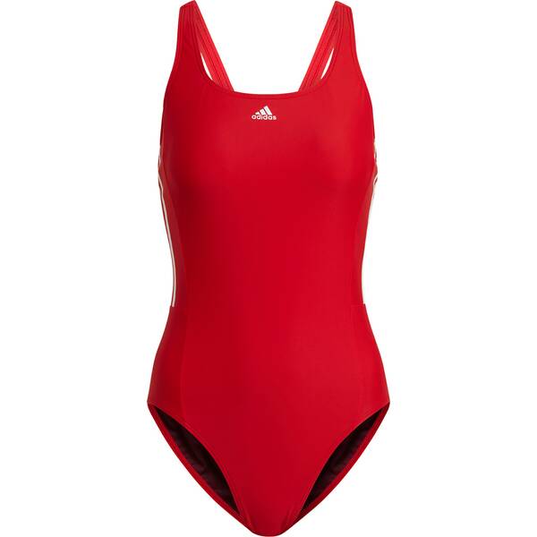 adidas Damen Mid 3 Streifen Badeanzug › Rot  - Onlineshop Intersport