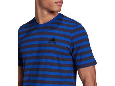 adidas Herren Essentials Stripey Embroidered Logo T-Shirt Blau