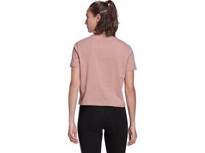 adidas Damen Essentials Loose 3-Streifen Cropped T-Shirt Pink