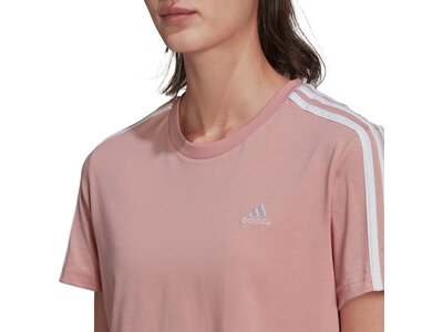 adidas Damen Essentials Loose 3-Streifen Cropped T-Shirt Pink