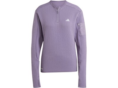 ADIDAS Damen T-Shirt Ultimate Running Conquer the Elements COLD.RDY Half-Zip Grau