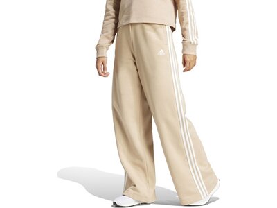 ADIDAS Damen Hose Essentials 3-Streifen Fleece Wide Braun