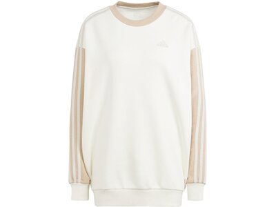 ADIDAS Damen Sweatshirt Essentials 3-Streifen Oversized Weiß
