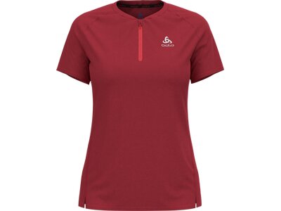 ODLO Damen T-shirt s/s 1/2 zip AXALP TRAI Rot