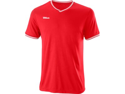 WILSON Herren Shirt TEAM II HIGH V-NECK Team Red Rot