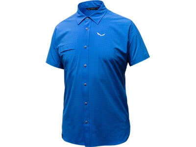 SALEWA Herren Shirt PUEZ MINICHECK DRY M S/S SRT Blau